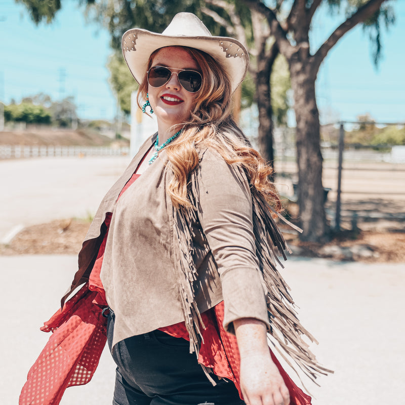 Faux Suede Fringe Jacket